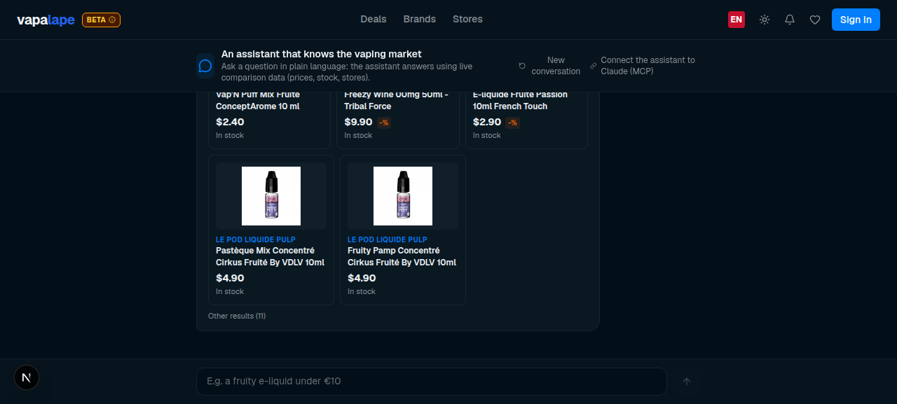 Assistant answer with price, stock and trend